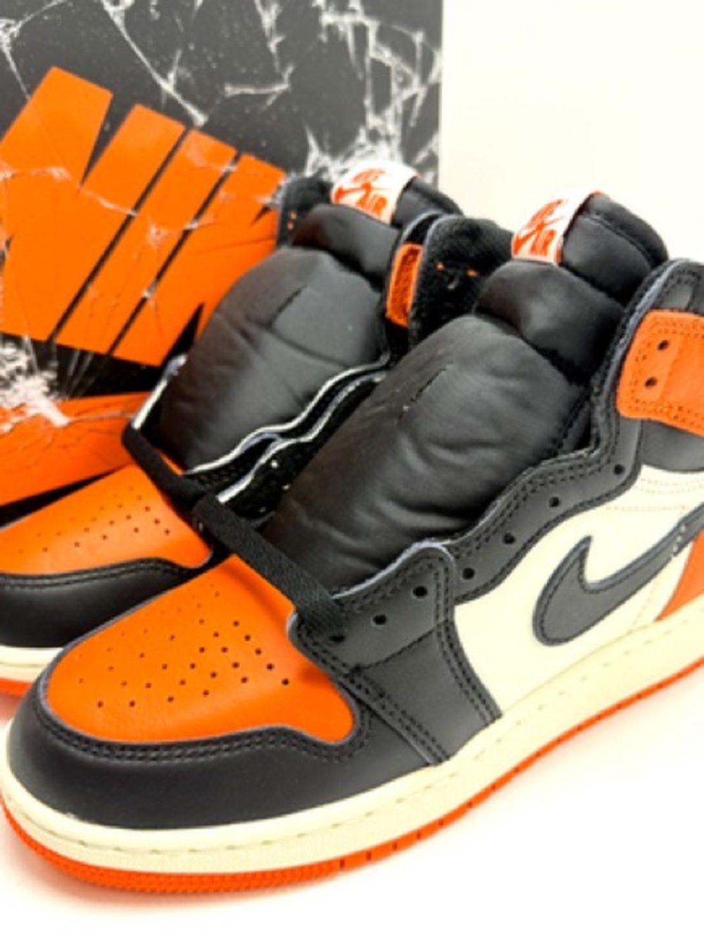Jordan Kids' High-Top Sneakers in Orange, Black & White